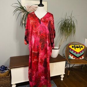 Oscar de la Renta Red and Pink Paisley Dress